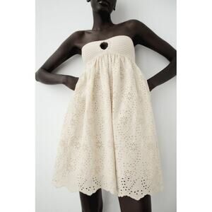 Zara Combination Embroidered Knit Dress Medium NWT